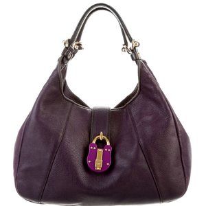 LOEWE Calle Purple Gray Trim Leather Hobo Bag